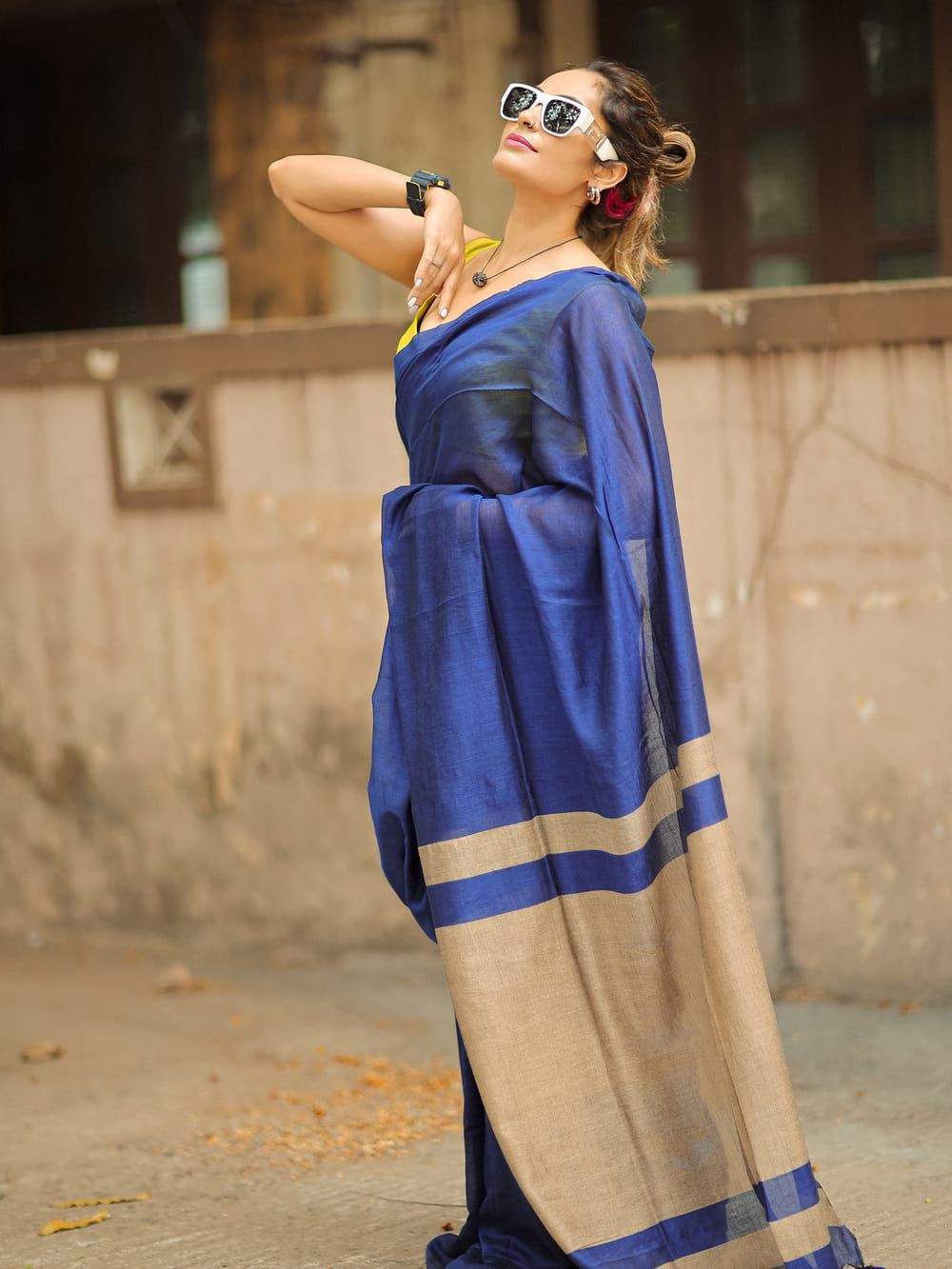 UNITOPIA - SOFT LILAN COTTON SAREE WITH CONTRAST PALLU & TASSELS - LILLEMART.COM