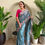Thumbnail: RANG BHOOMI - PURE CRUSH SAREE WITH LEHERIYA EMBROIDERY - LILLEMART.COM