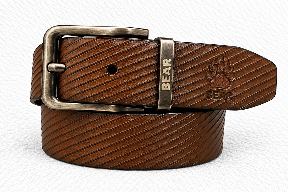 BEAR - PREMIUM REVERSIBLE KANPUR LEATHER BELT - BLACK & CHERRY TAN I LILLEMART.COM