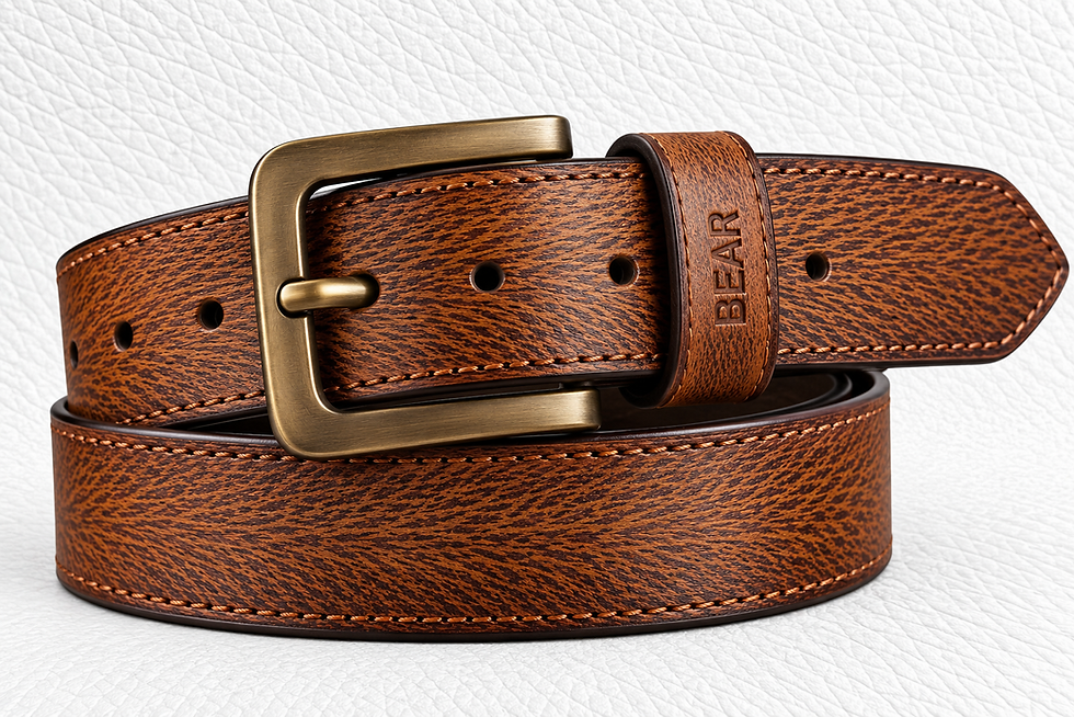 BEAR CASUAL - PREMIUM KANPUR LEATHER BELT (CASUAL) - CHERRY TAN I LILLEMART.COM
