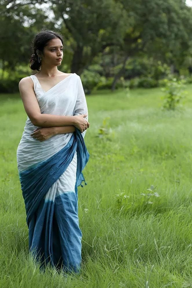 Thumbnail: RANG BHOOMI - MULTI COLOUR LINEN SAREE WITH DIGITAL PRINT - LILLEMART.COM