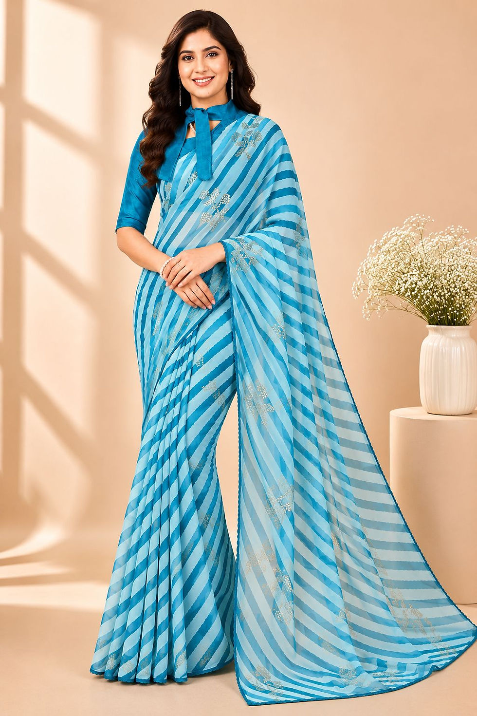 थंबनेल: RANG BHOOMI - GEORGETTE FOIL PRINT SAREE - LILLEMART.COM