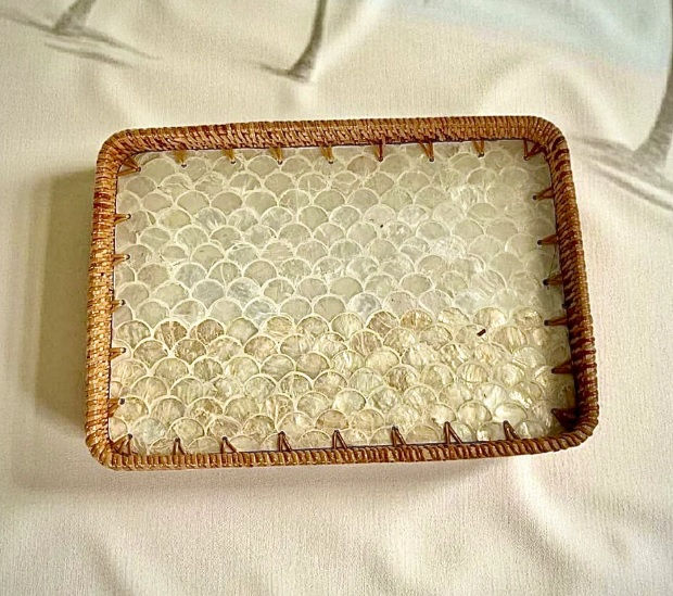 Thumbnail: ASTHETIC AANGAN - COASTAL PEARL RECTANGLE TRAY - LILLEMART.COM