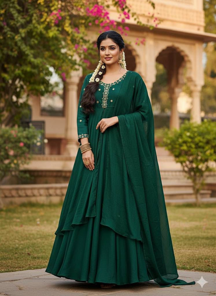 Thumbnail: RANG BHOOMI - VICHITRA SILK CAPE TOP WITH SKIRT & DUPATTA – HANDWORK BEADED DESI