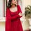थंबनेल: RANG BHOOMI - RED FAUX GEORGETTE ANARAKALI SUIT - LILLEMART.COM