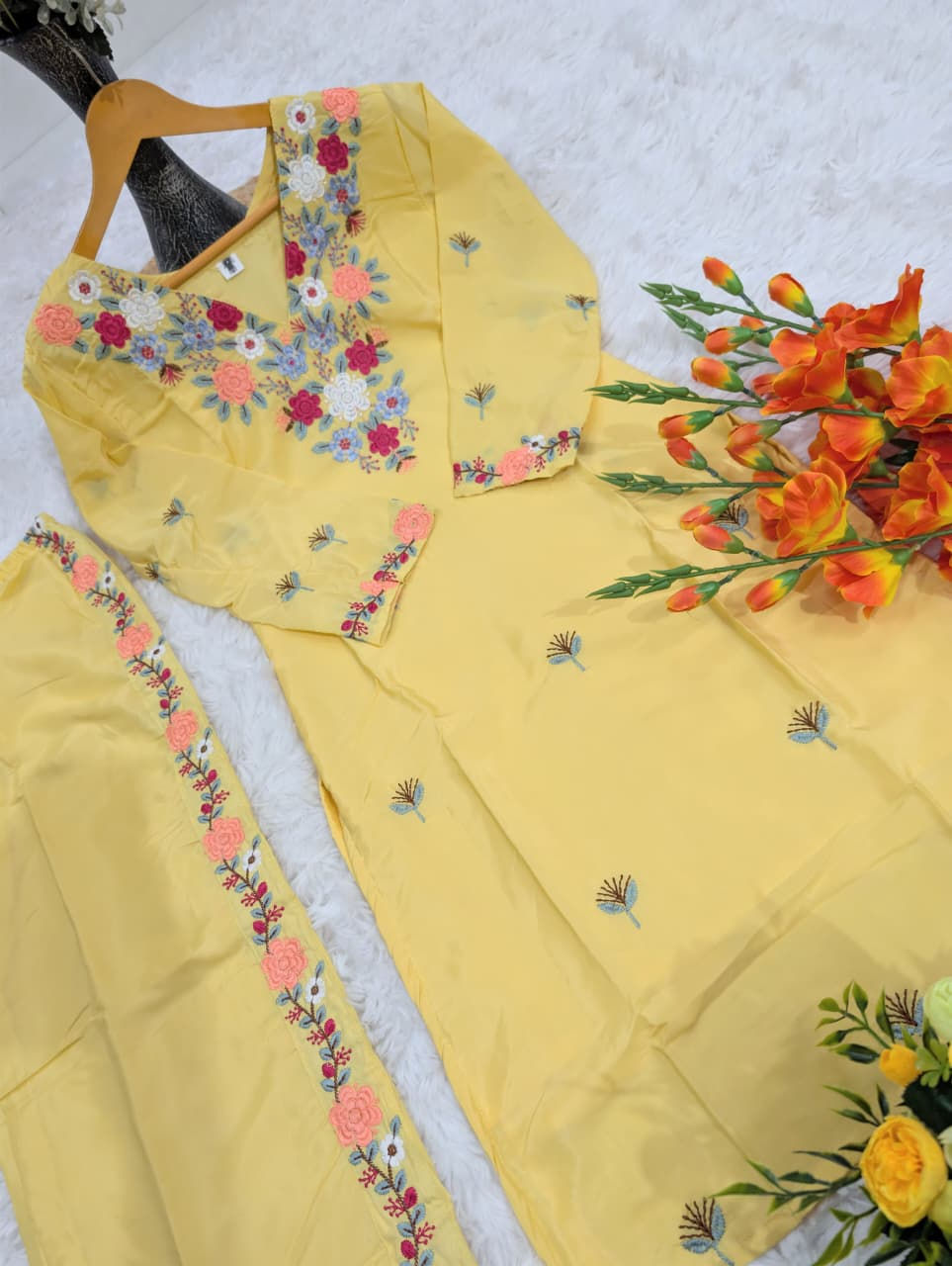 Thumbnail: RANG BHOOMI - PURE FRENCH CREPE KURTI PANT SET