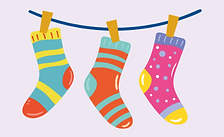 a cartoon of socks on a washing line