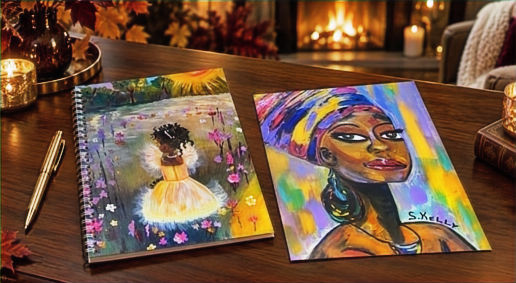 Art prints and notebooks showcase