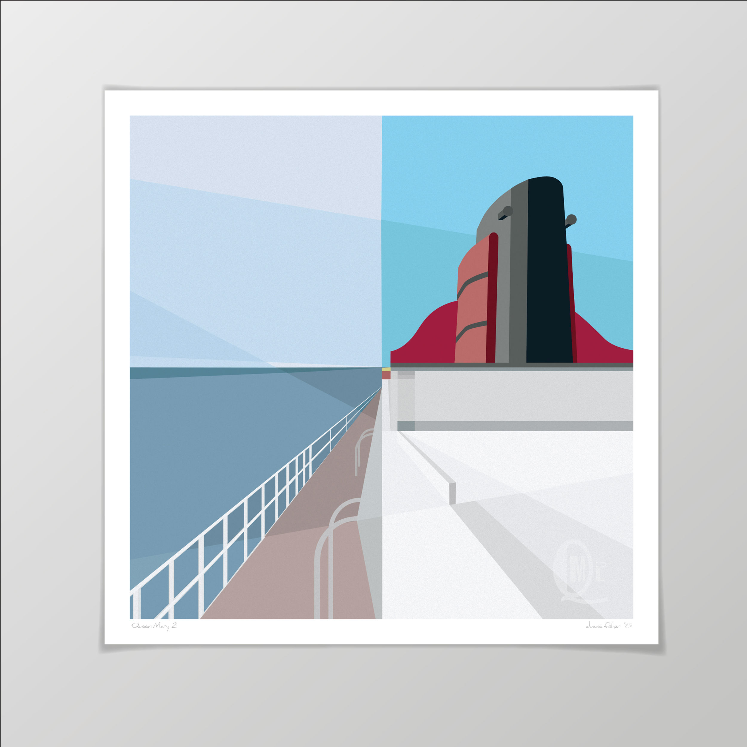 Queen Mary 2 giclée fine art print by Duane Fisher – framed and unframed options