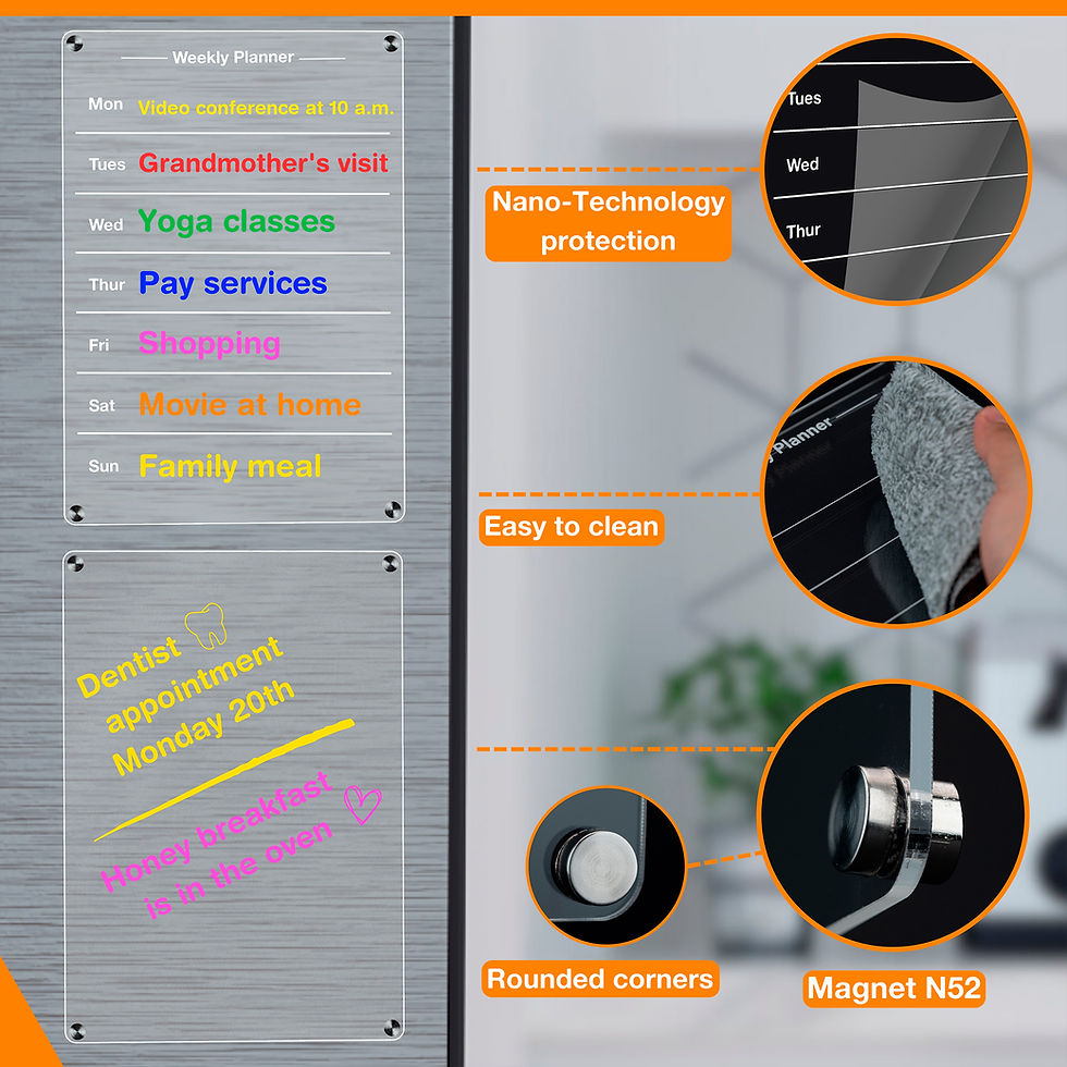 Thumbnail: Set of 2 Acrylic Magnetic Dry Erase Weekly Calendar Reminder Boards for Fridge