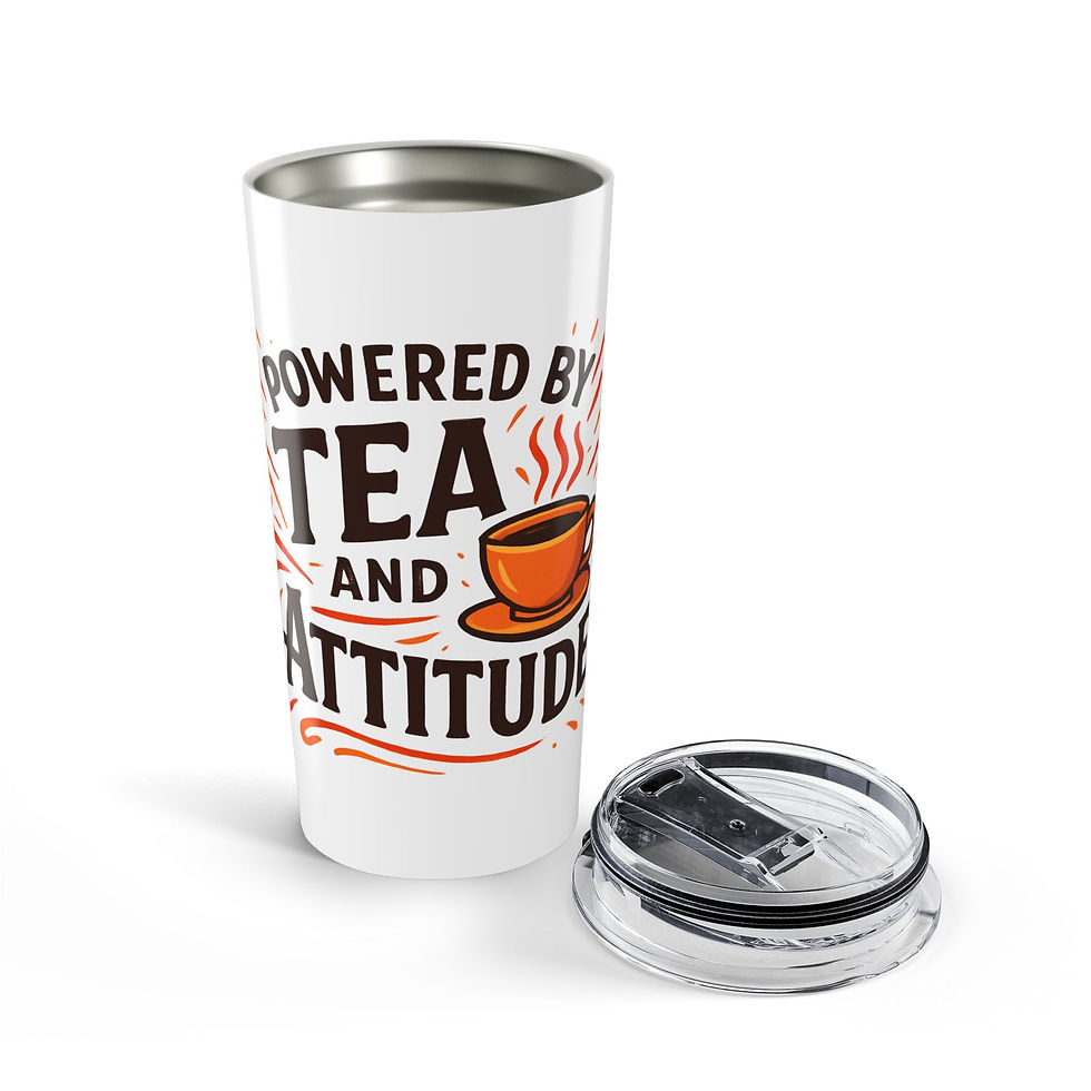 Thumbnail: Travel Tumbler (600ml/20oz) "Powered by Tea and Attitude"