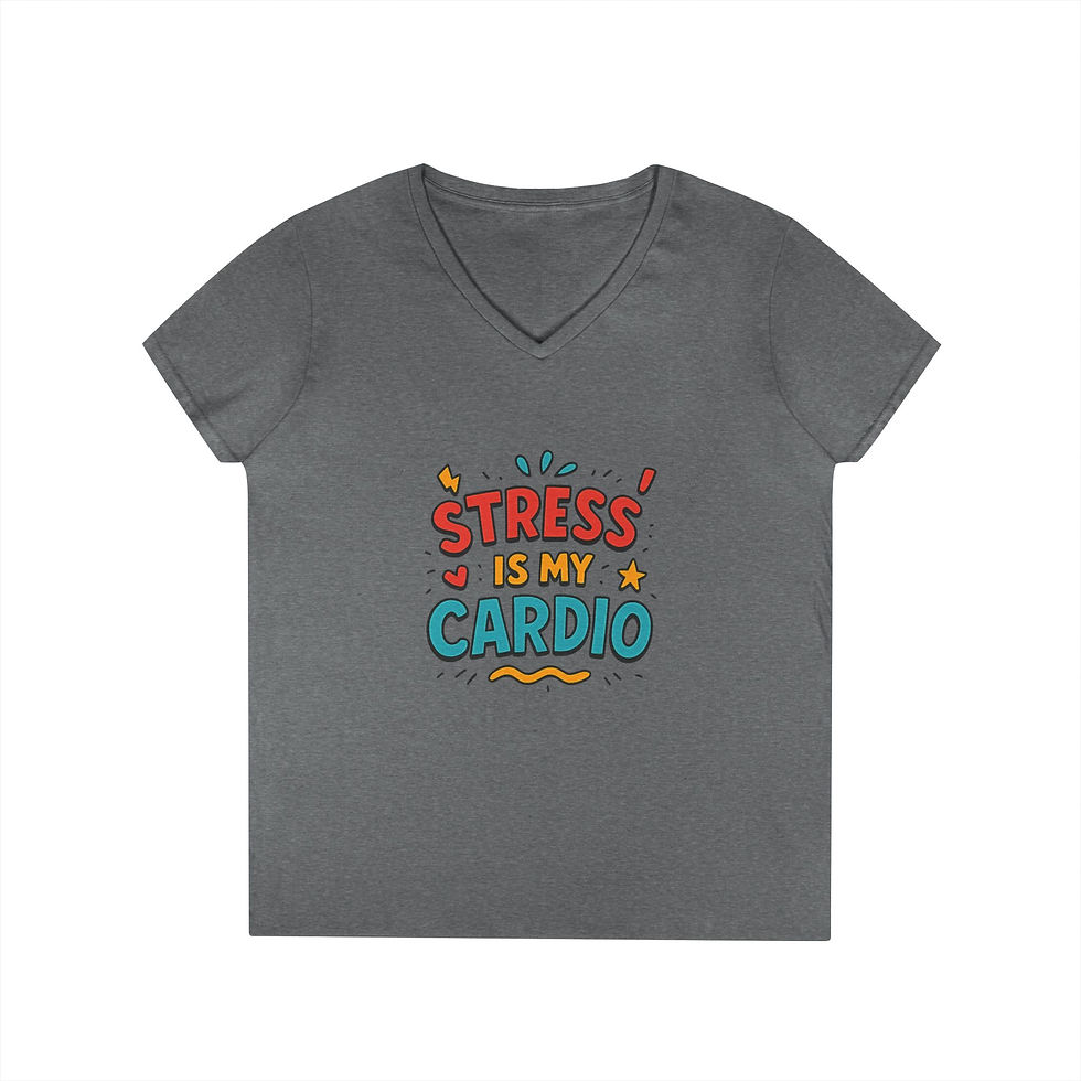 Thumbnail: Tee V-Neck "Stress Is My Cardio"