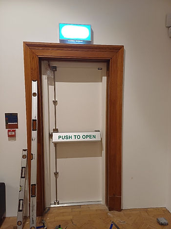 corridor with steel doors