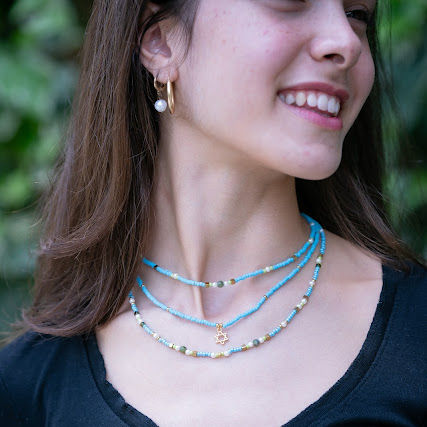 תמונה ממוזערת: שרשרת אנה משולש תכלת