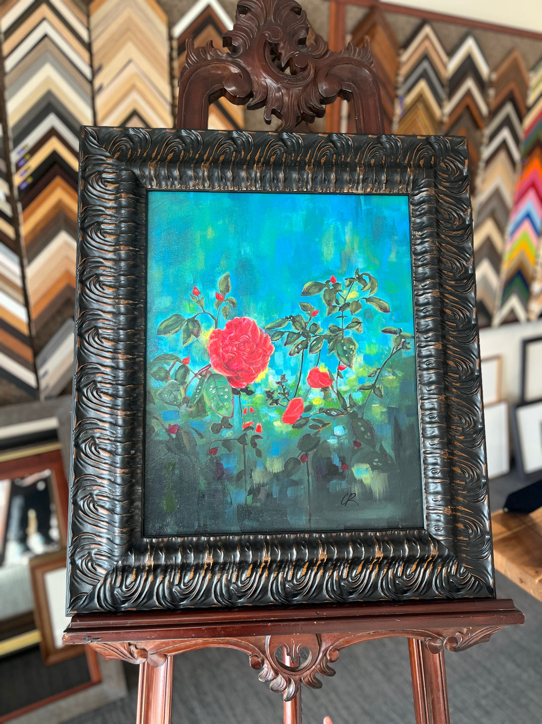 Art exhibition opening night at Singleton Framing Gallery, featuring local artists and raising funds for a different charity each event.