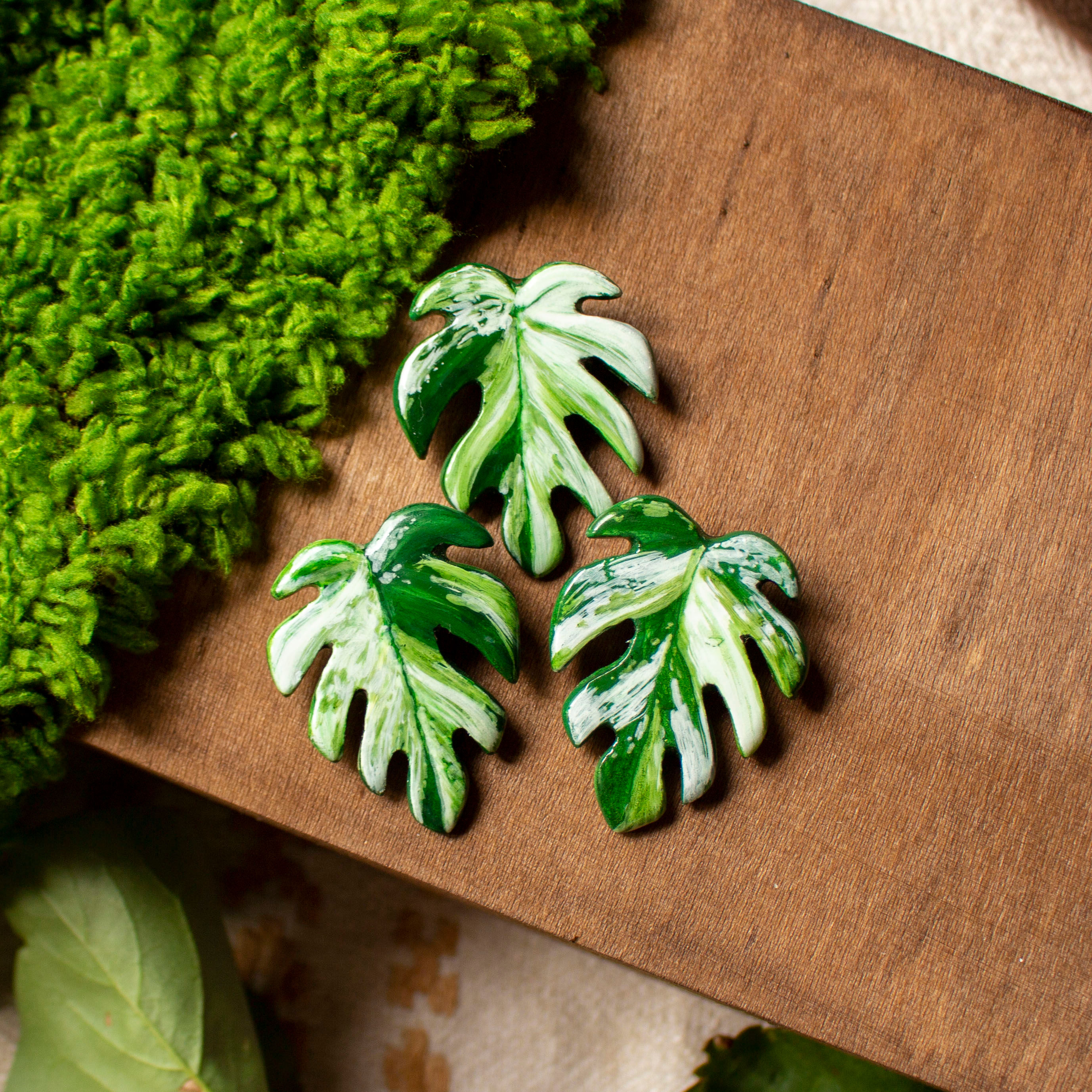 Broșă - Monstera Variegata