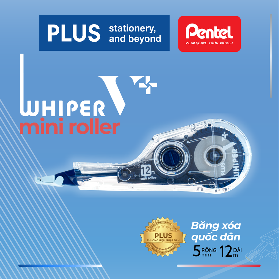 Pentel EnerGel BL57 Pen & PLUS Whiper V+ Correction Tape Set