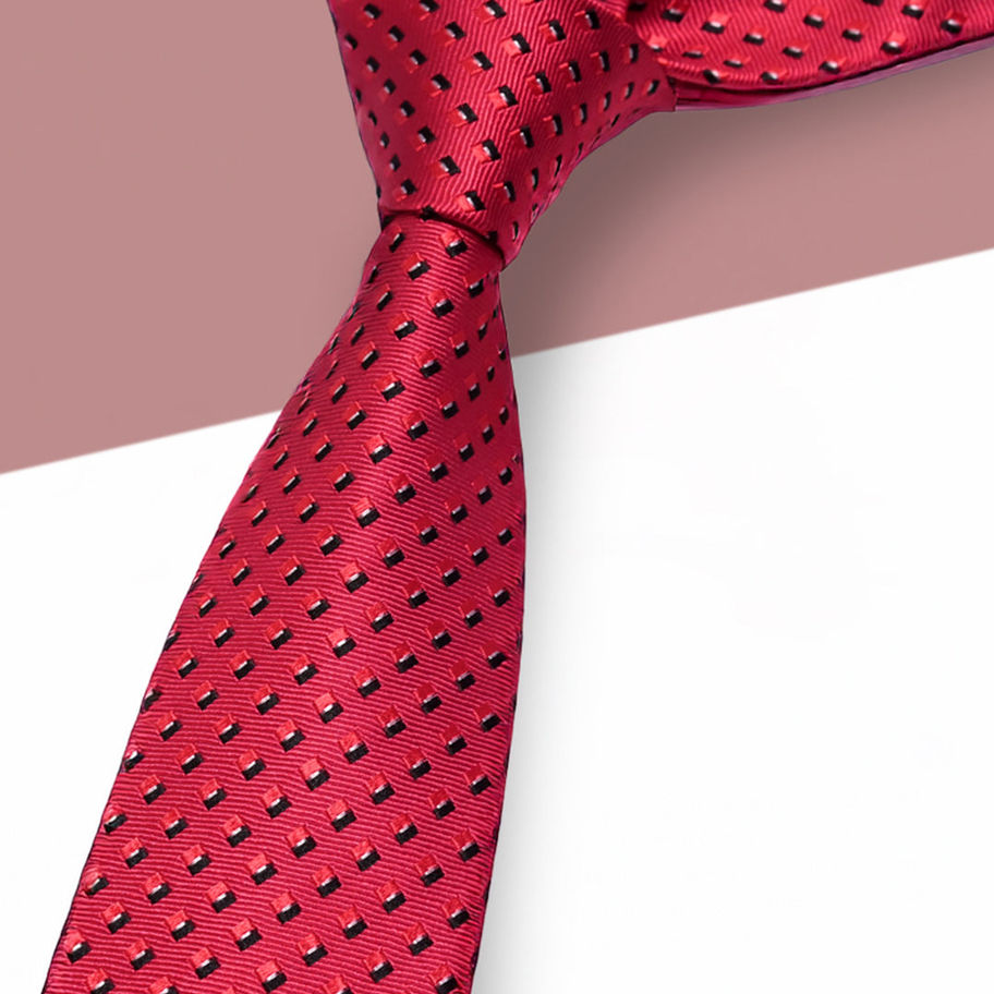 Folk Form Geometric Silk Tie - Red