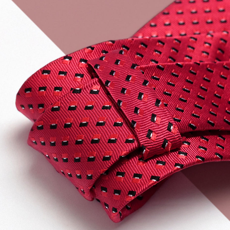 Folk Form Geometric Silk Tie - Red