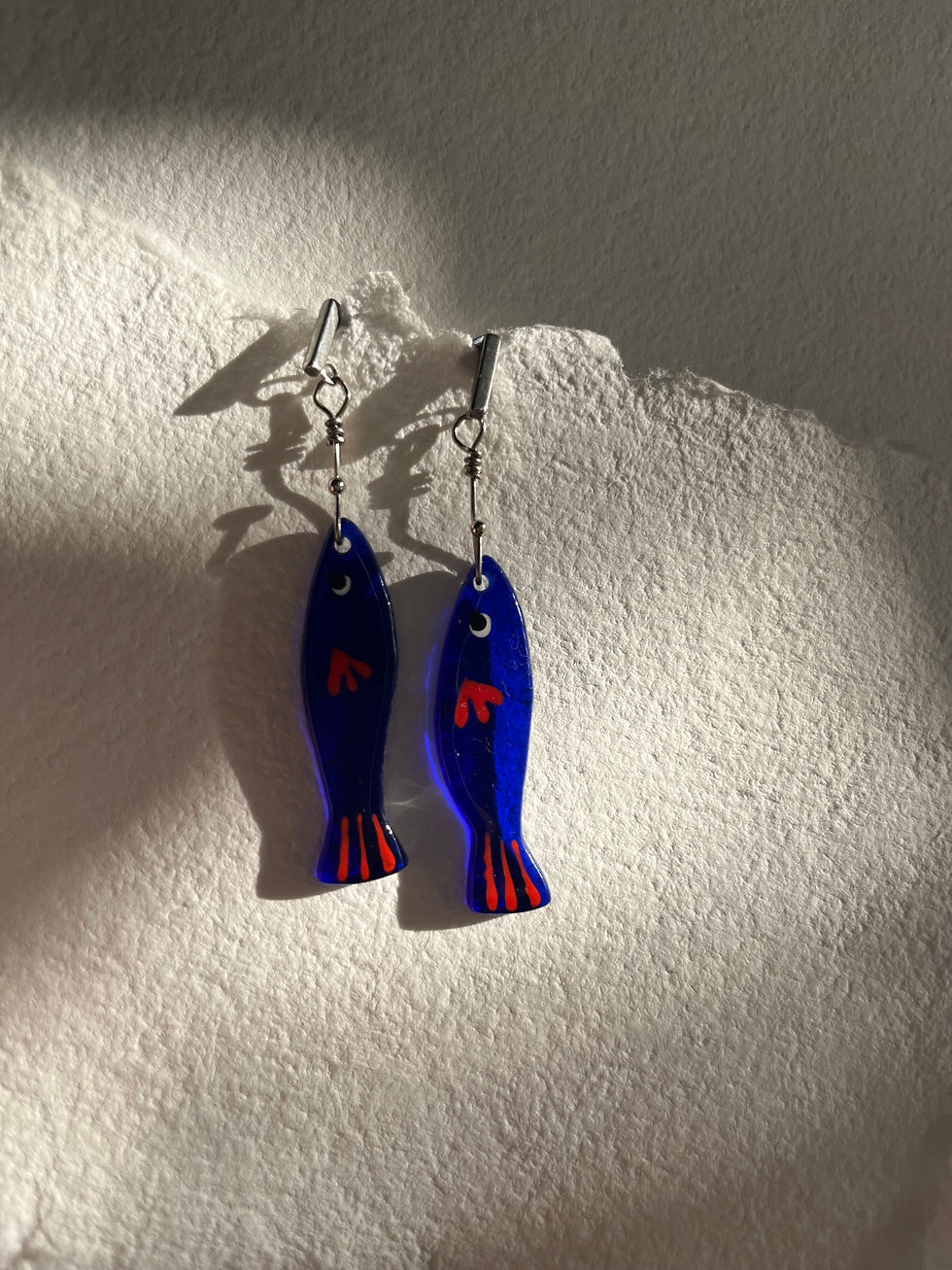 Blue sardine earrings