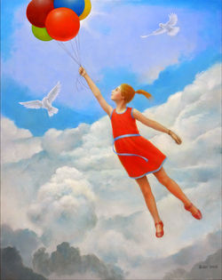 GIRL AND BALLOONS 36x24