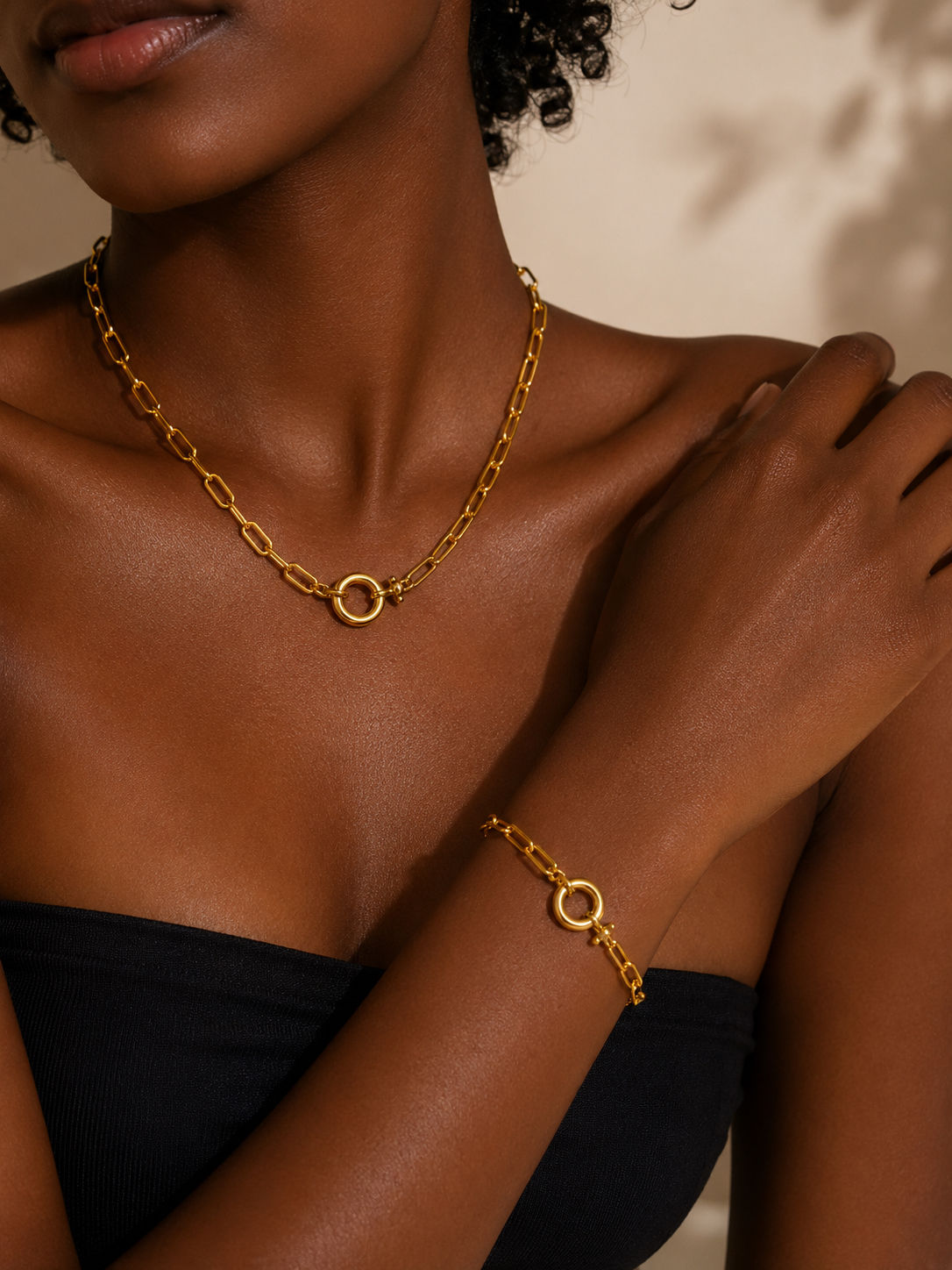 Aurelia Paperclip Necklace & Bracelet Set