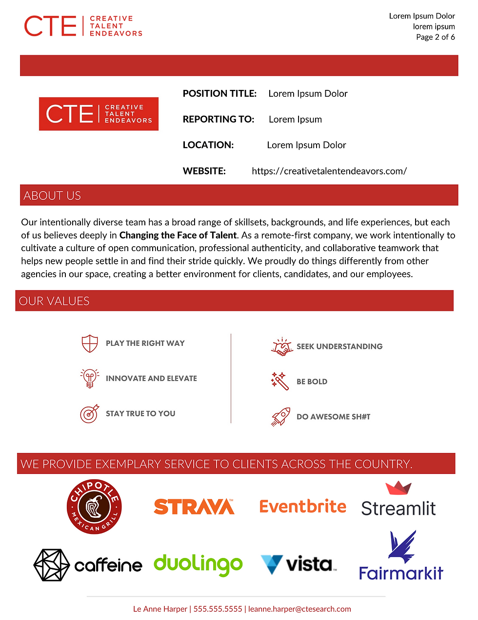 CTE Internal Placement Form Page