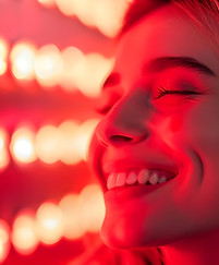 woman enjoying Red Light Therapy in wellness center
