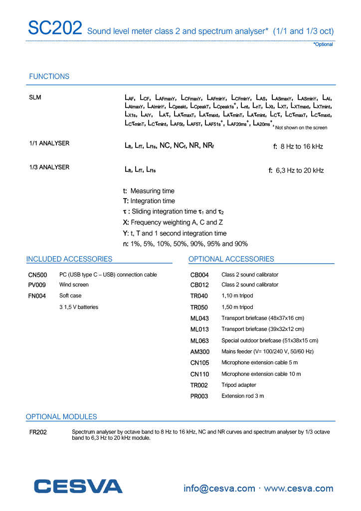 Thumbnail: CESVA SC202 Sound Level Meter Class 2 Sound Meter 30.5 db - 140 db