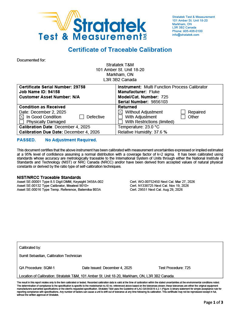 Thumbnail: Fluke 725 Multifunction Process Calibrator - NIST Calibrated with Data