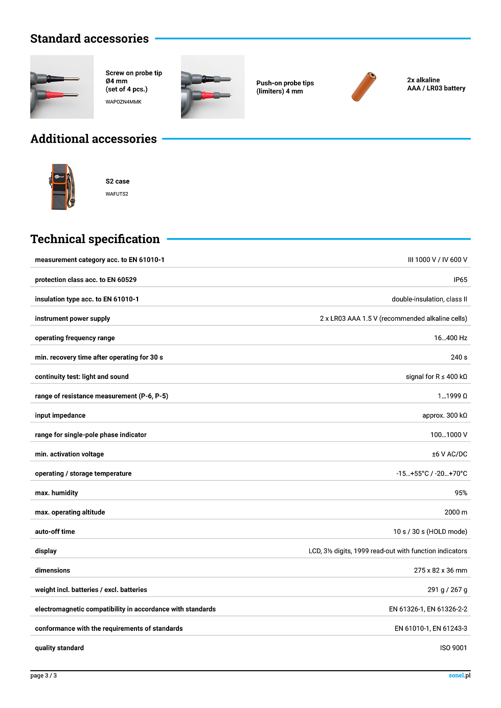 Thumbnail: Sonel P-6 Voltage Tester CAT III 1000V 1999 Ω Phase Identification