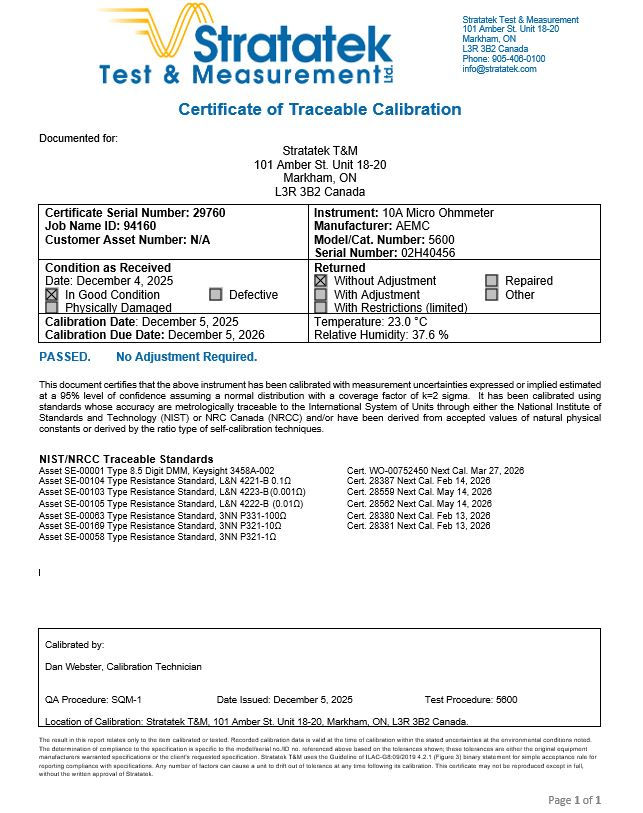 Thumbnail: AEMC 5600 Micro-Ohmmeter 10A Low Resistance Meter NIST Calibrated