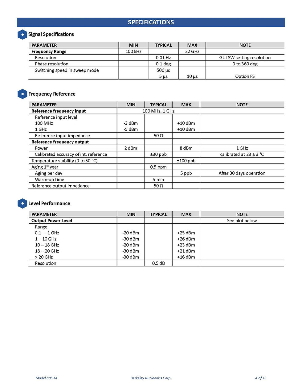 Thumbnail: Berkeley BNC Model 805-M Ultra-Agile Frequency Synthesizer 100 kHz- 22 GHz Specifications