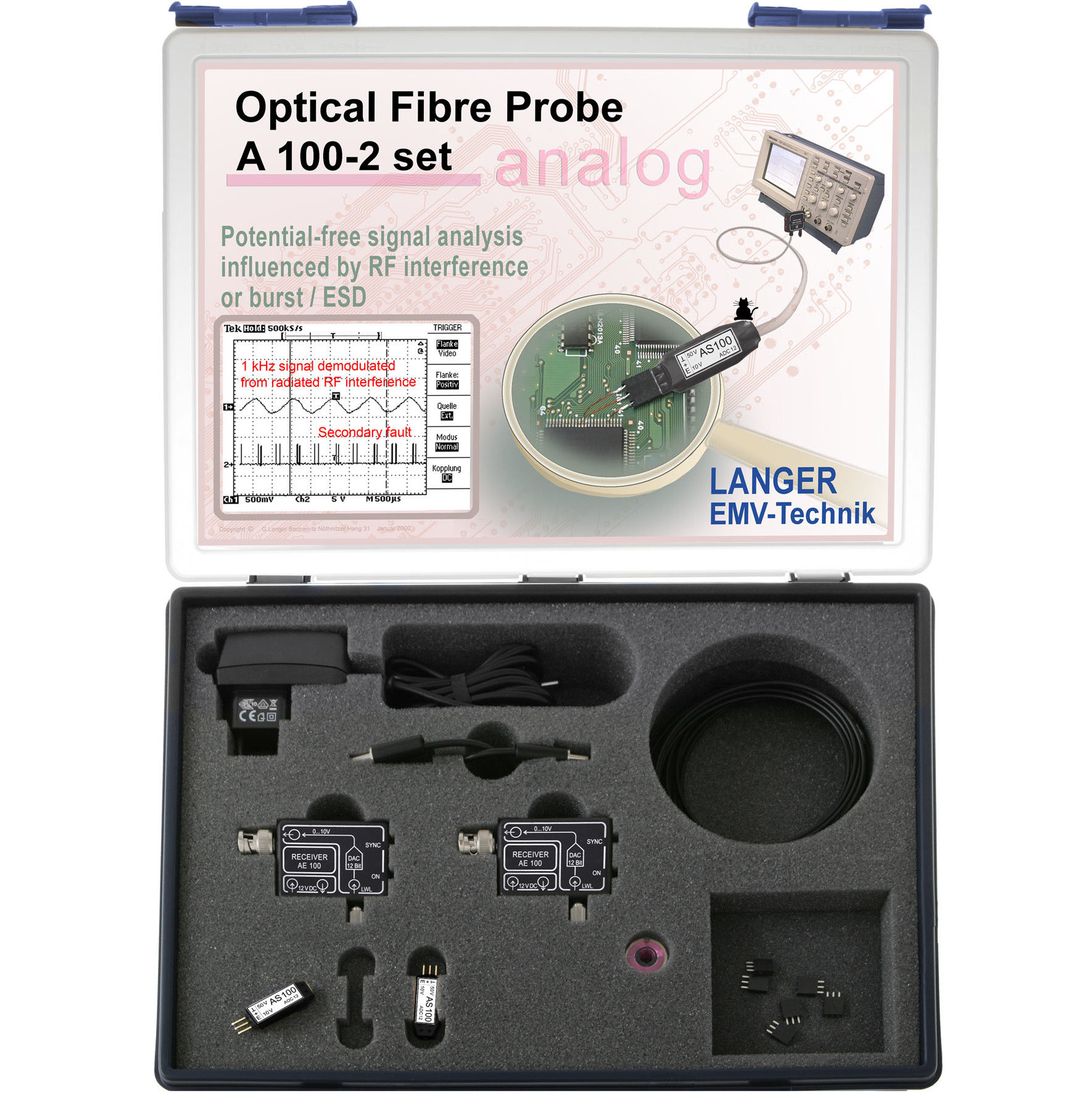 Langer EMV A100-2 Set Optical Fibre Probe 2-channel, 25 kHz