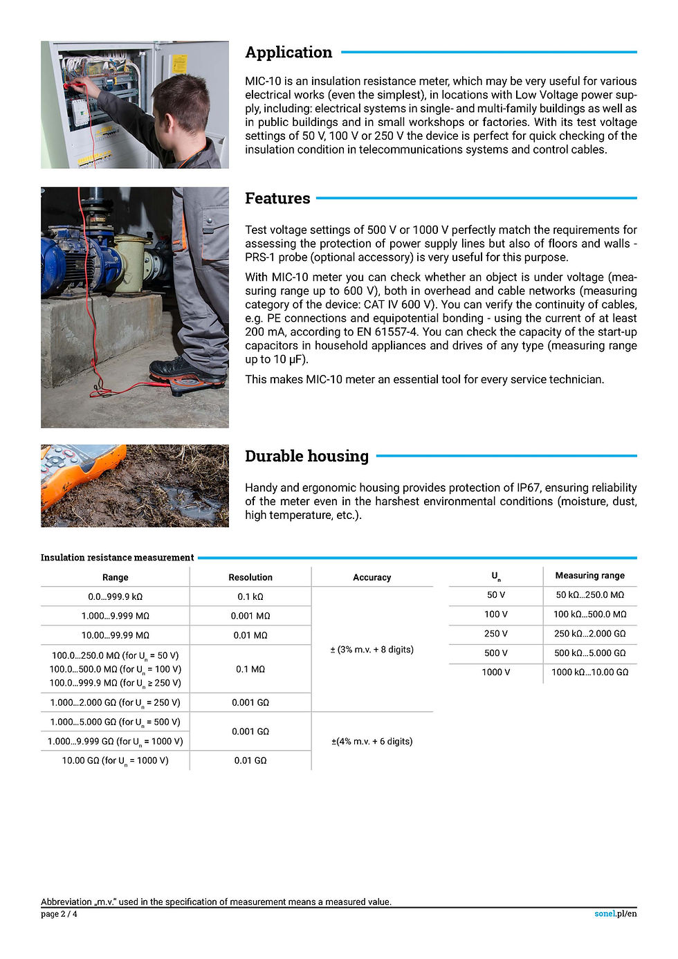 Thumbnail: Sonel MIC-10 Insulation Resistance Meter CAT IV 600V CAT III 1000V IP67