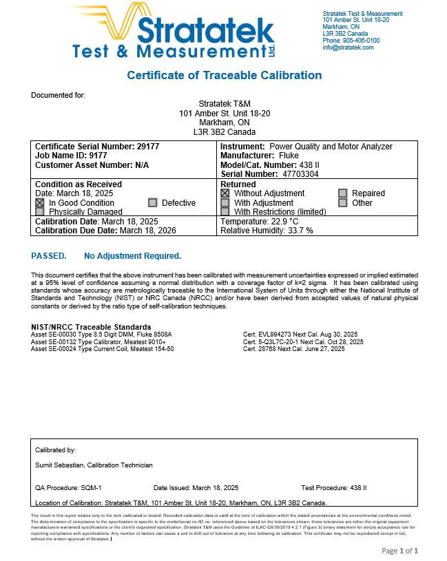 Thumbnail: Fluke 438-II Power Quality and Motor Analyzer 3000A NIST Calibrated Certificate traceable calibration