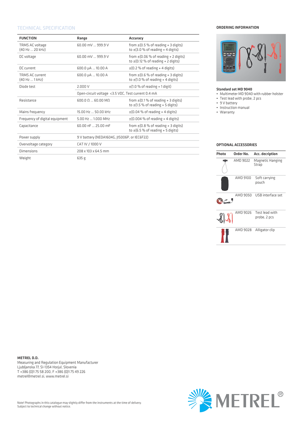 Thumbnail: Metrel MD 9040 TRMS Industrial Digital Multimeter CAT IV 1000V DMM