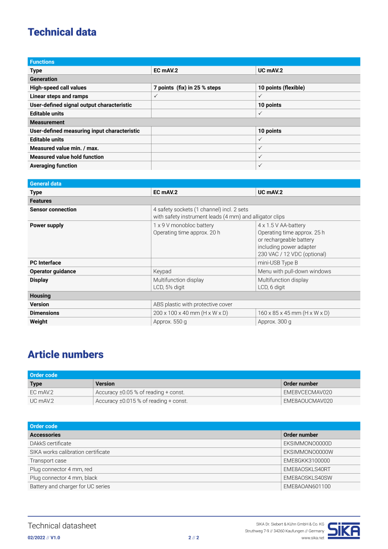 Thumbnail: SIKA UC mAV.2 Process Calibrators for Current/Voltage Signals Accuracy ±0.015%