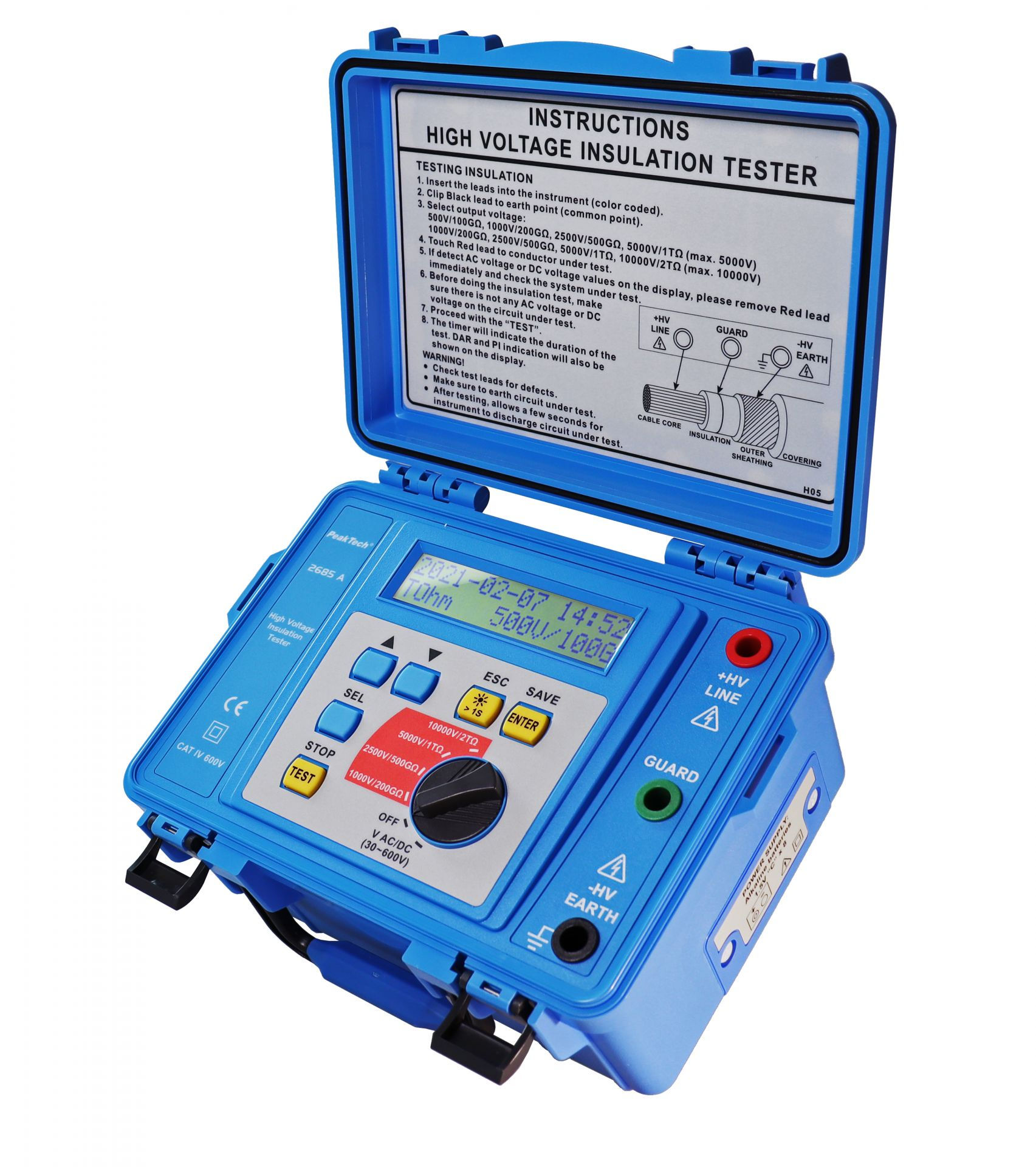 Peaktech P2685 A 10kV Insulation Tester 10kV/2TΩ Megohmmeter