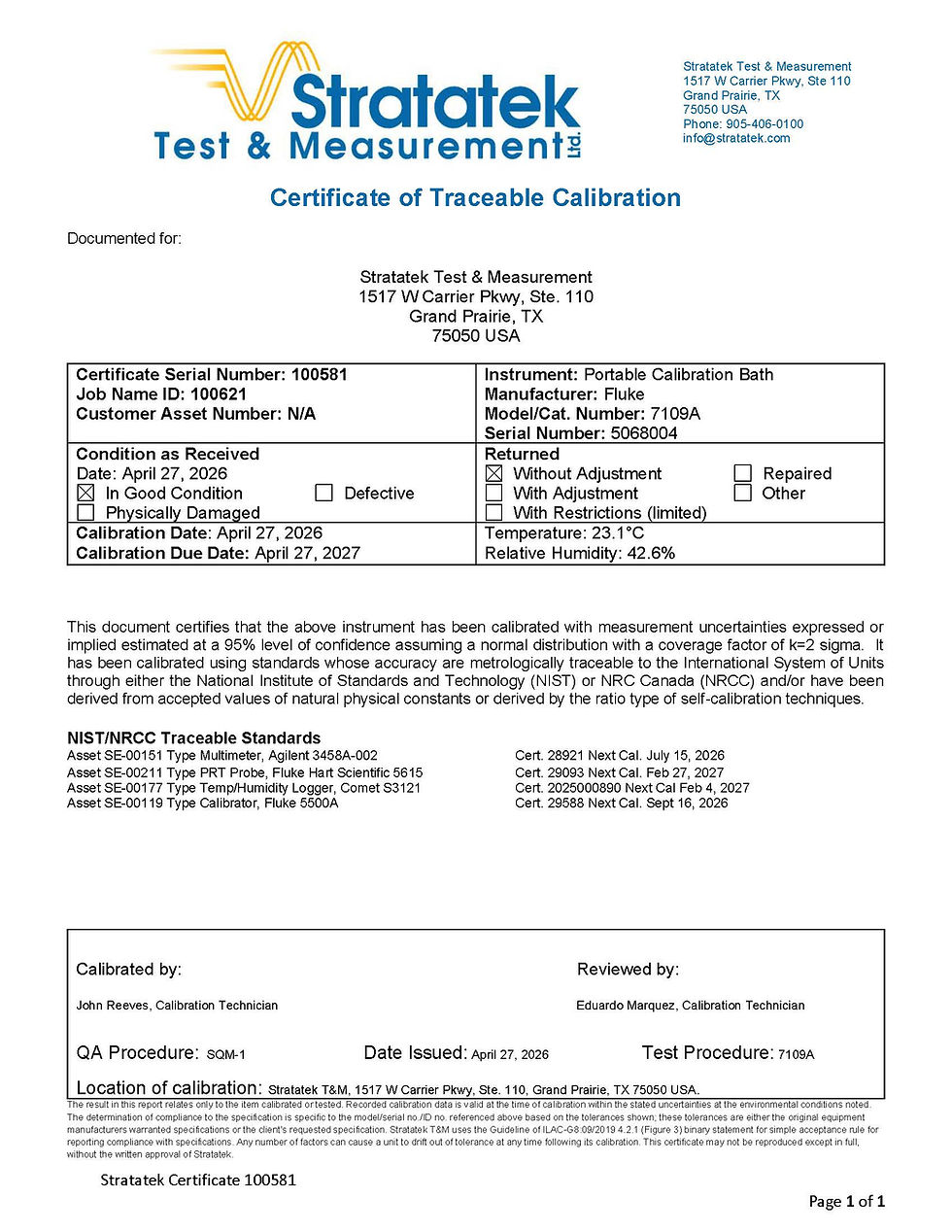 Thumbnail: Fluke 7109A Portable Calibration Bath  -25 C to 140 C NIST Calibrated