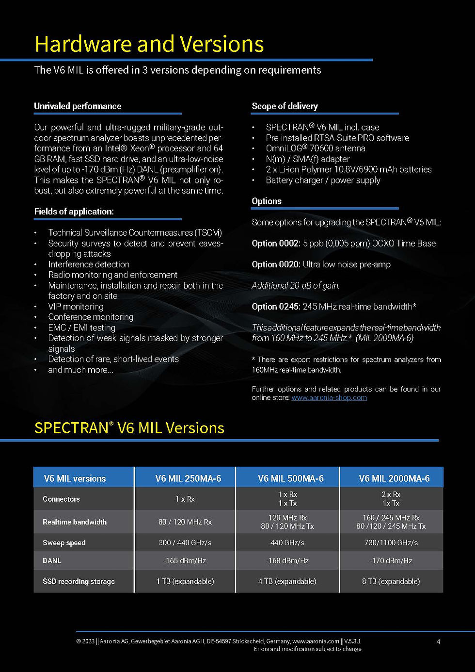 Thumbnail: Aaronia SPECTRAN V6 MIL 2000MA-6 Outdoor Spectrum Analyzer 10MHz to 8GHz Hardware