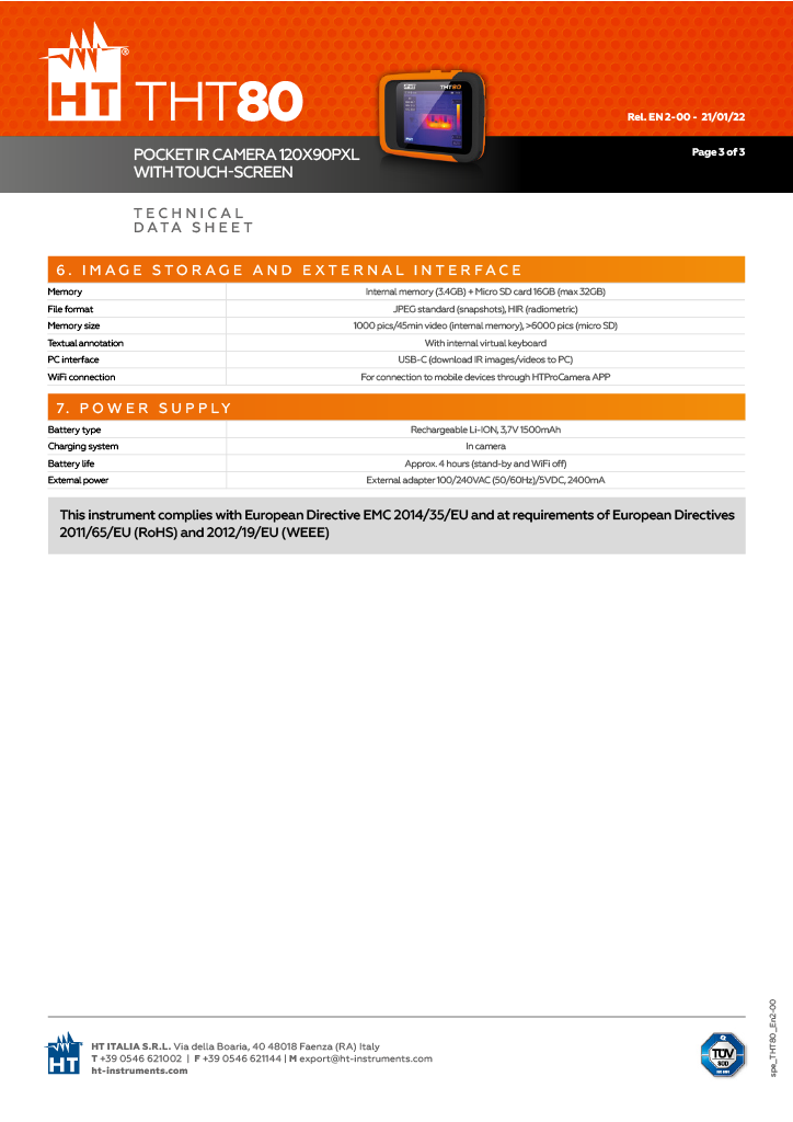 Thumbnail: HT Instruments THT80 Compact Infrared Camera 120x90pxl -20°C to 550°C