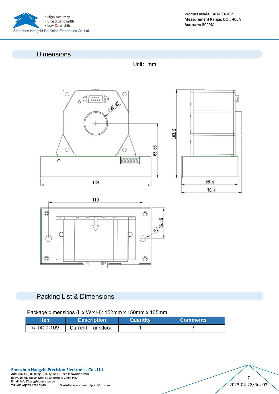 Thumbnail: Hangzhi AIT400-10V High-Precision Current Transducer 50ppm