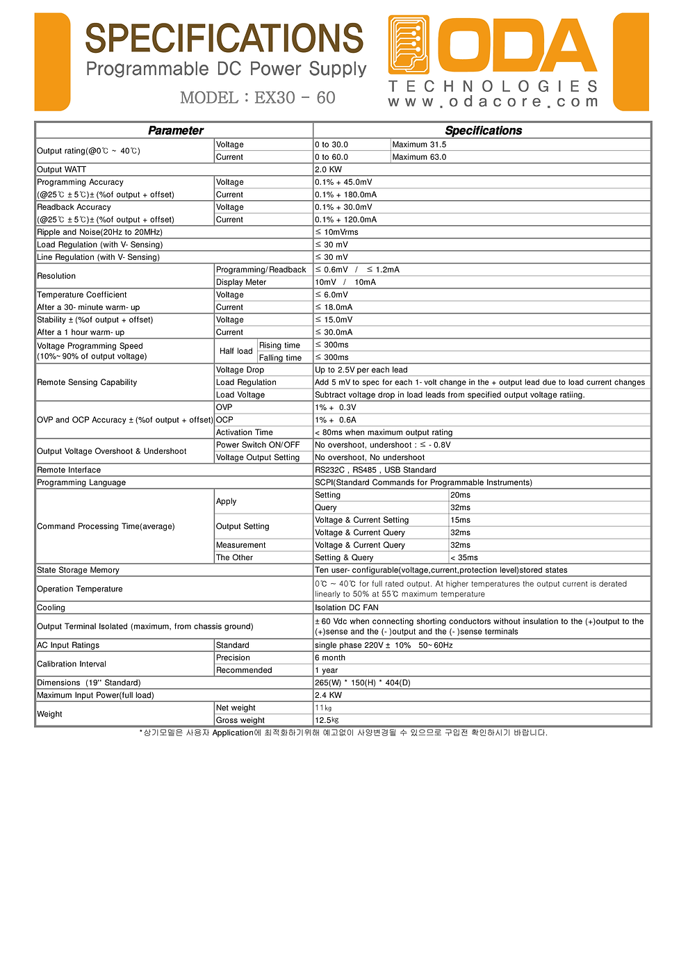 Thumbnail: ODA EX30-60TB Switching Type Programmable DC Power Supply 30V 60A 1.8kW