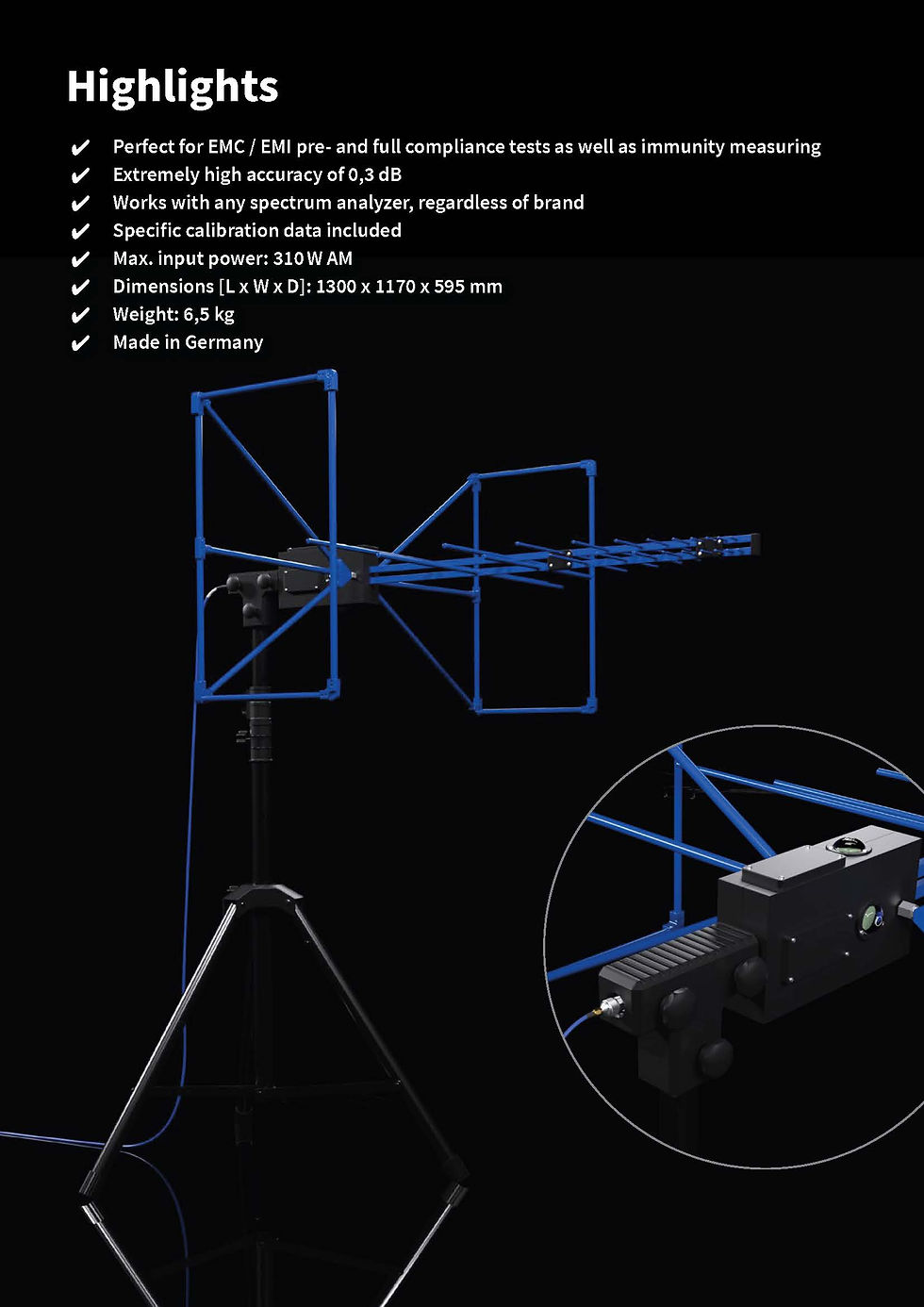 Thumbnail: Aaronia HyperLOG 20300 EMI Antenna 700MH-3GHz highlights
