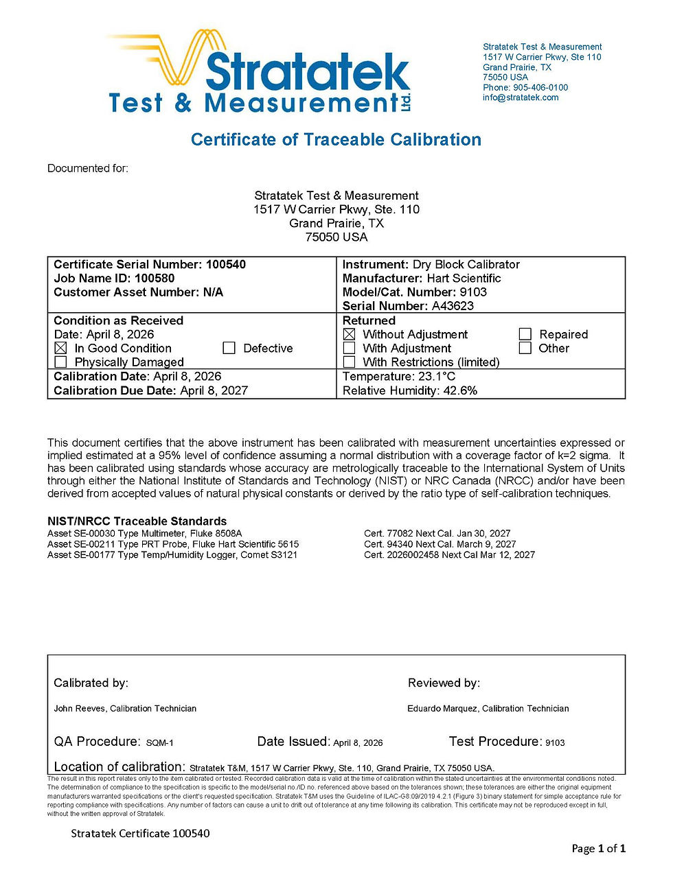 Thumbnail: Fluke Calibration 9103 (23635T) Field Dry-Well Calibrator NIST Calibrated