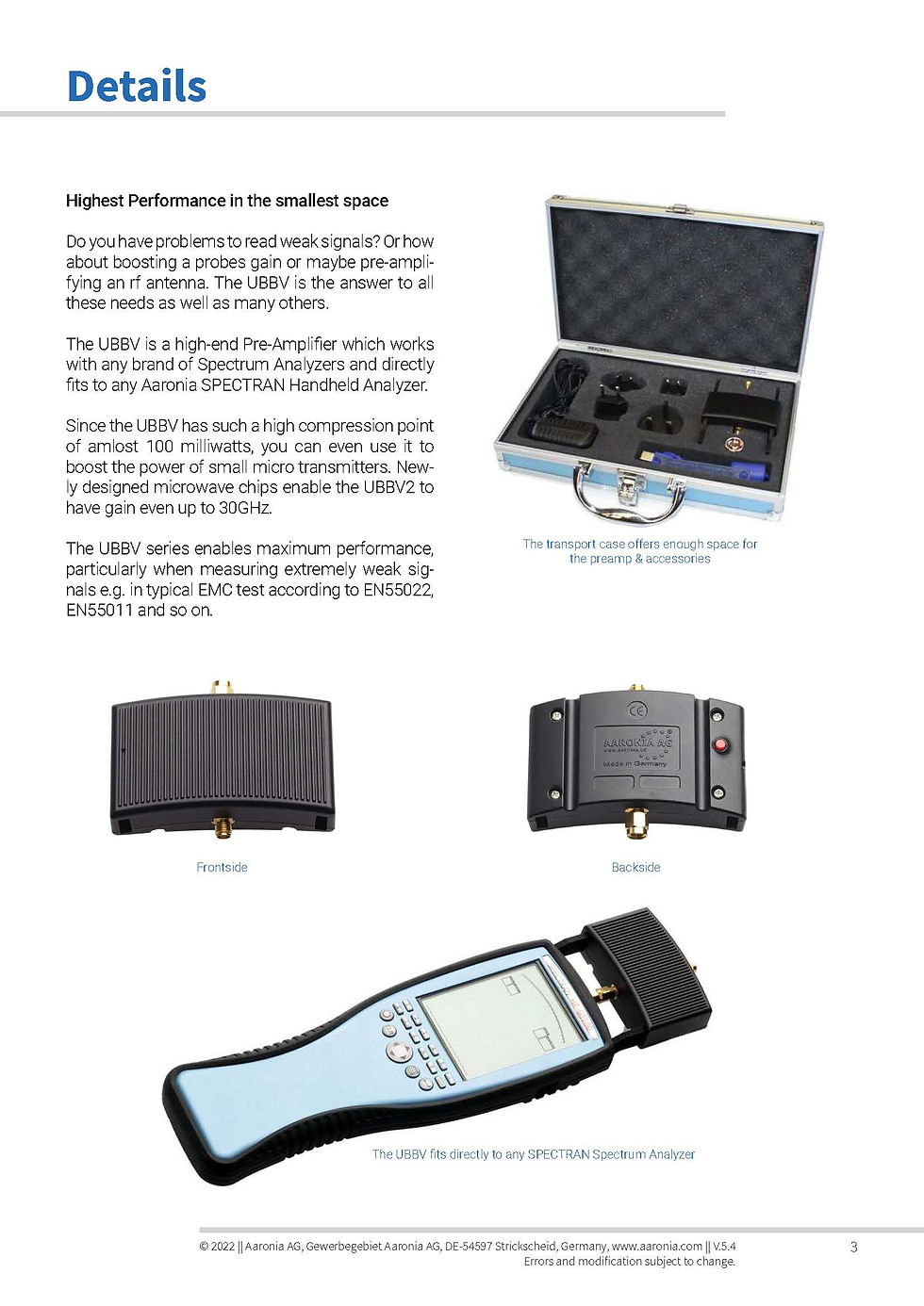 Thumbnail: Aaronia UBBV 1060 BPA Bypass Pre-amplifier 100MHz - 6GHz 22dB Gain Details