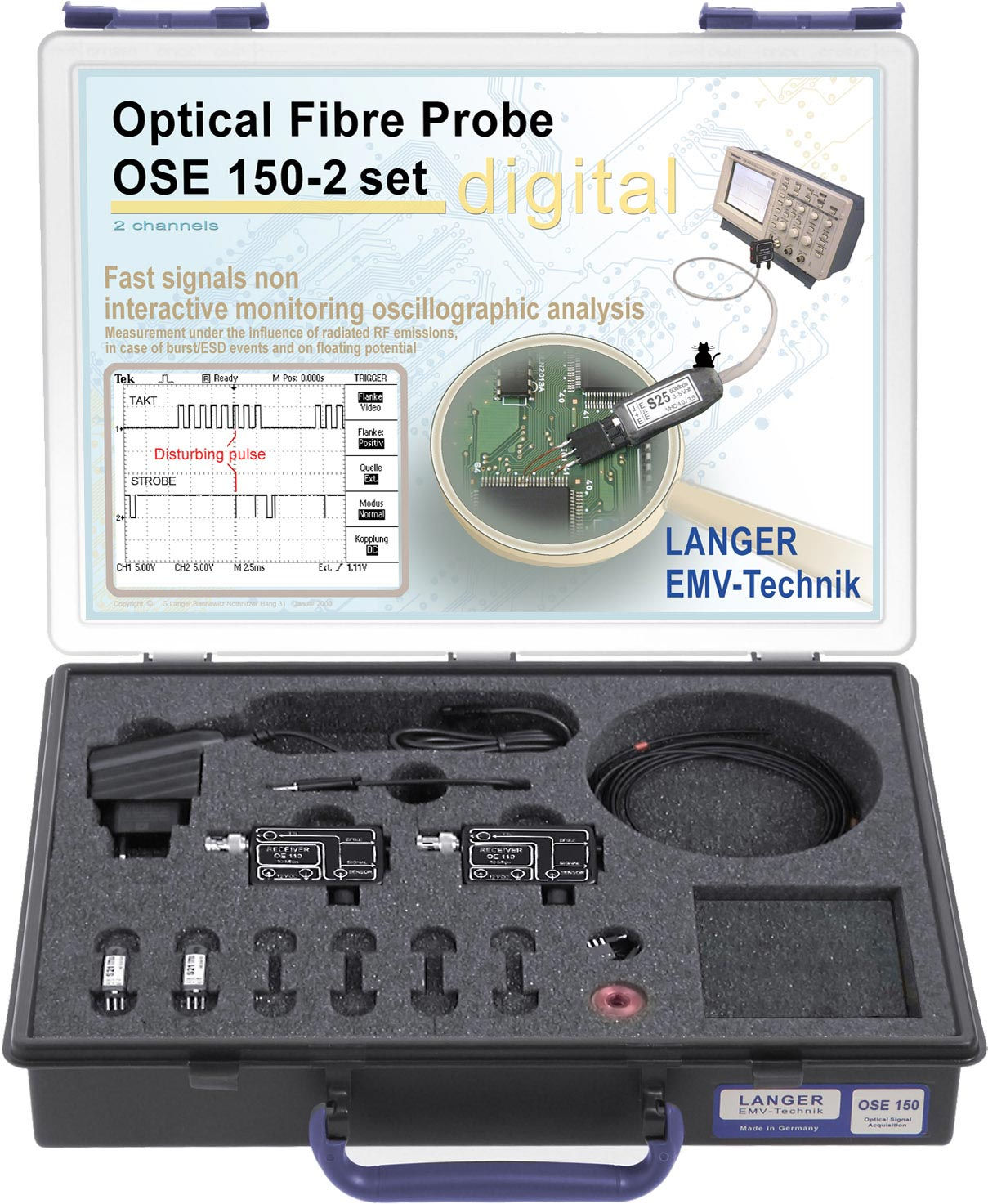 Langer EMV OSE 150-2 Set Optical Fibre Probe 2-channel, 50 Mbps
