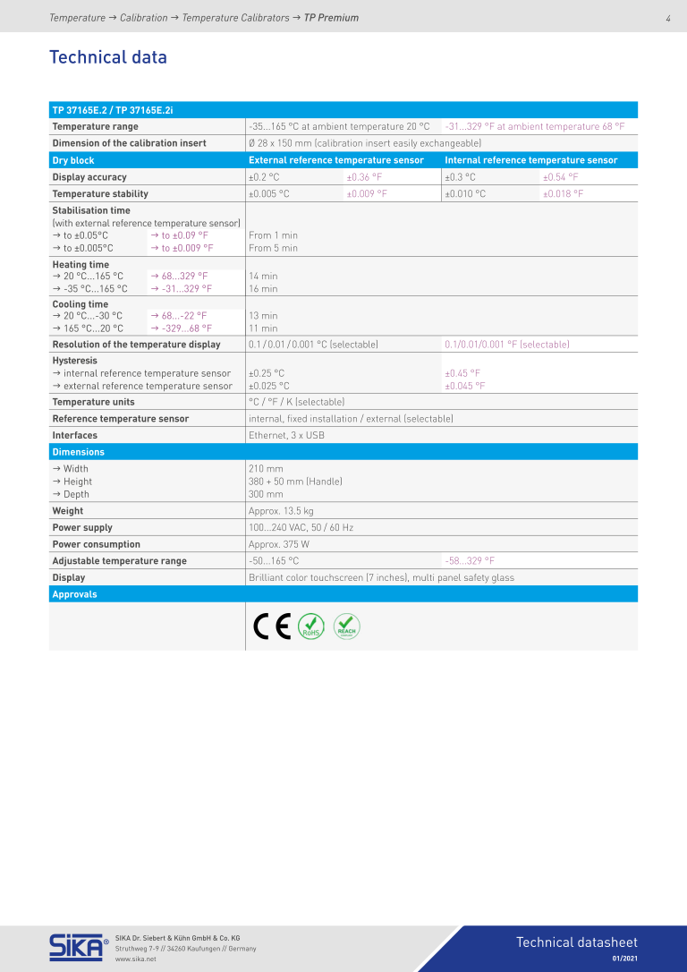 Thumbnail: SIKA TP37165E.2 Temperature Calibrator Range: -35-165 °C