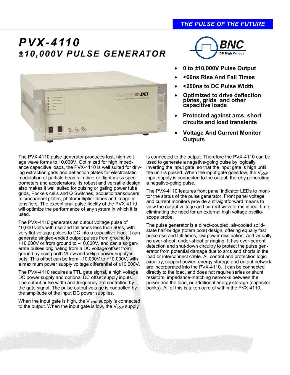 Thumbnail: Berkeley BNC PVX-4110 ±10,000V Pulse Output Bipolar Pulse Generator Description